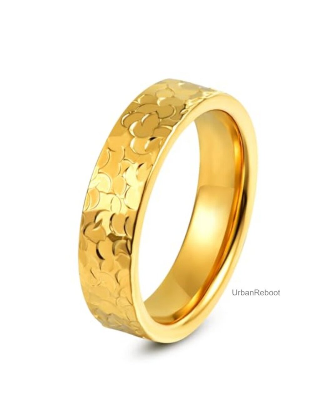 6mm Gold Plated Hammered Ring Copper Minimalist Wedding Band